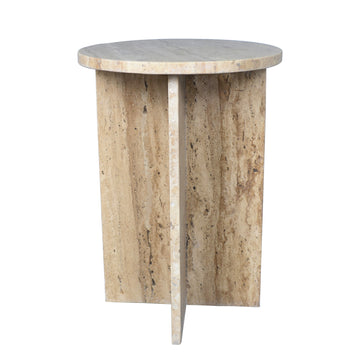 Javier 14" Contemporary Natural Marble Handmade X-Shaped End Table - JONATHAN Y